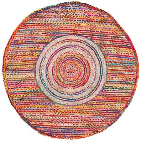 Safavieh 6 x 9 ft. Hand Loomed Contemporary Braided Oval RugPink & Red BRD263U-6OV